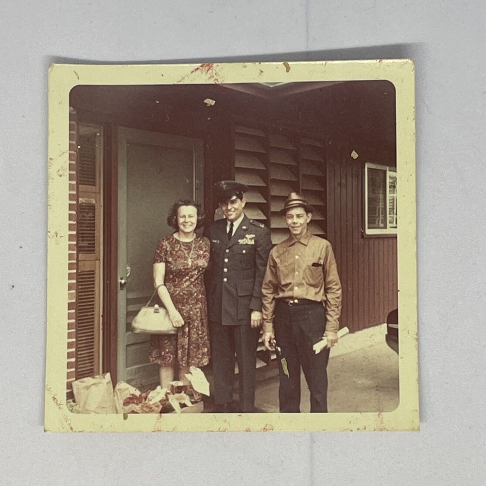 Vintage 1962 Kodachrome Photo US Air Force Officer Military Family 3.5x3.5